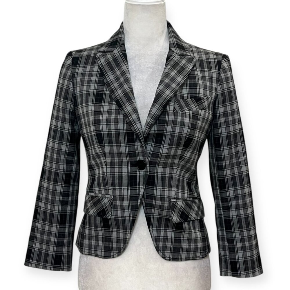HOPE Made in Italy Plaid Blazer Women’s IT 42 / Tailored Check Wool Blend Jacket